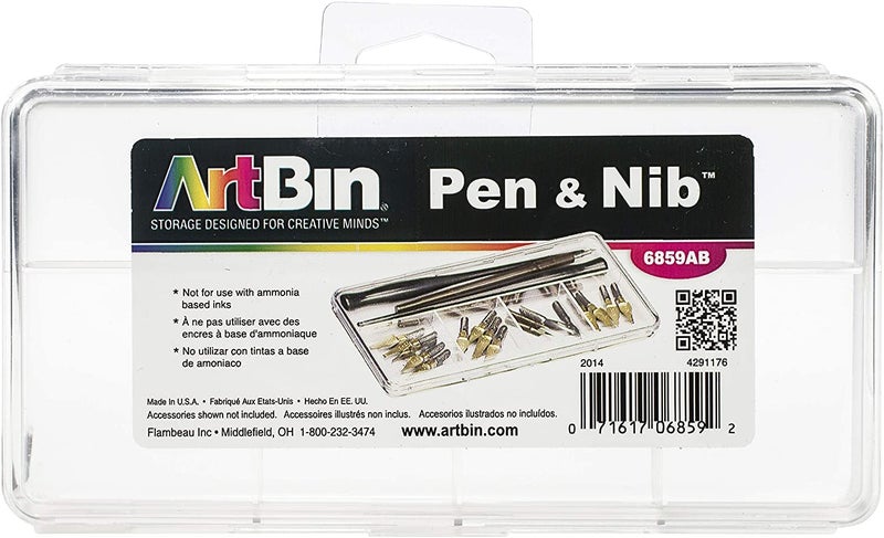 ArtBin 6859AB Pen and Nib Box, Art & Calligraphy Organizer, [1] Plastic Storage Box, Clear - Image 1